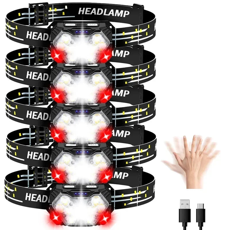 Hemasa 9 Led Strong Light Headlamp USB Rechageable Motion Sensor Headlight Portable Fishing Camping Outdoor Head Lamp Work Flashlight