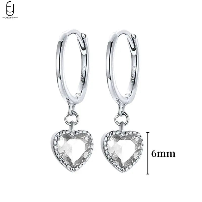 Hemasa 925 Sterling Silver Ear Buckles Fashion Hoop Earrings /White Crystal Luxury Women's Earrings Wedding Women's Jewelry Premium Gift