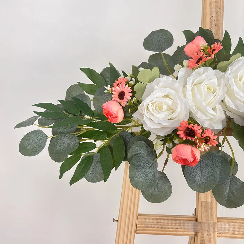Tejesa 2026 Arch Flowers Artificial Rose for Home Decoration Wedding Flower Arrangement Drawing Board Door Frame Decor Pink White