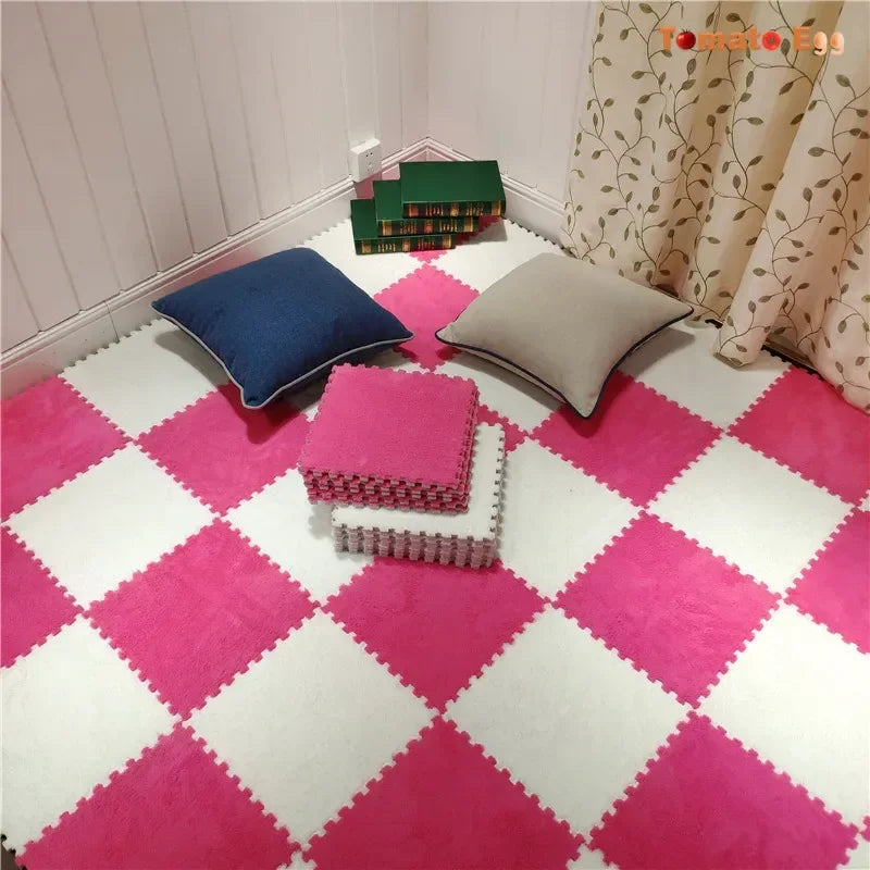 Hemasa Soft Plush Kids Mat Sports Children's Carpet Eva Foam Puzzle Rug Warm Play Mat for Children's Room Home Floor Decoration