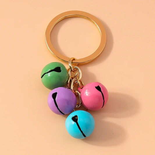 Cute Alloy Bell Keychain Colorful Bead Key Rings Pendant for Car Key Holder Women Girls Handbag Decor DIY Jewelry Gifts