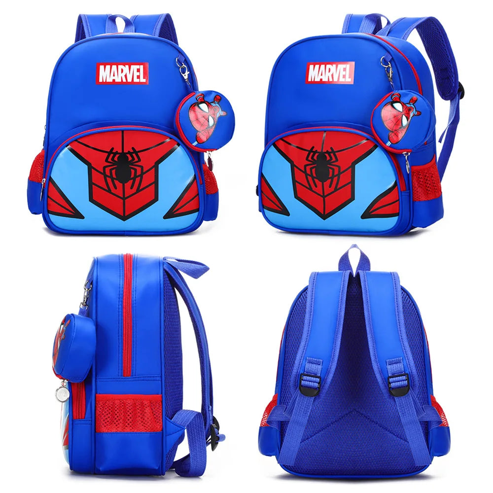 Spiderman Iron Man Captain America Children Schoolbag Marvel Periphery Anime School Bag Satchel With Pendant Bag Purse Backpacks