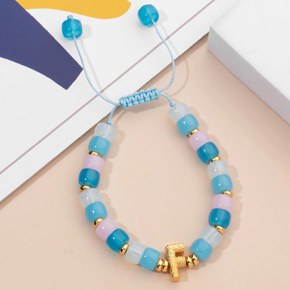 Tejesa Handmade  Colorful Glass Crystal Beads Braided Bracelets  with Heart Charms For Women