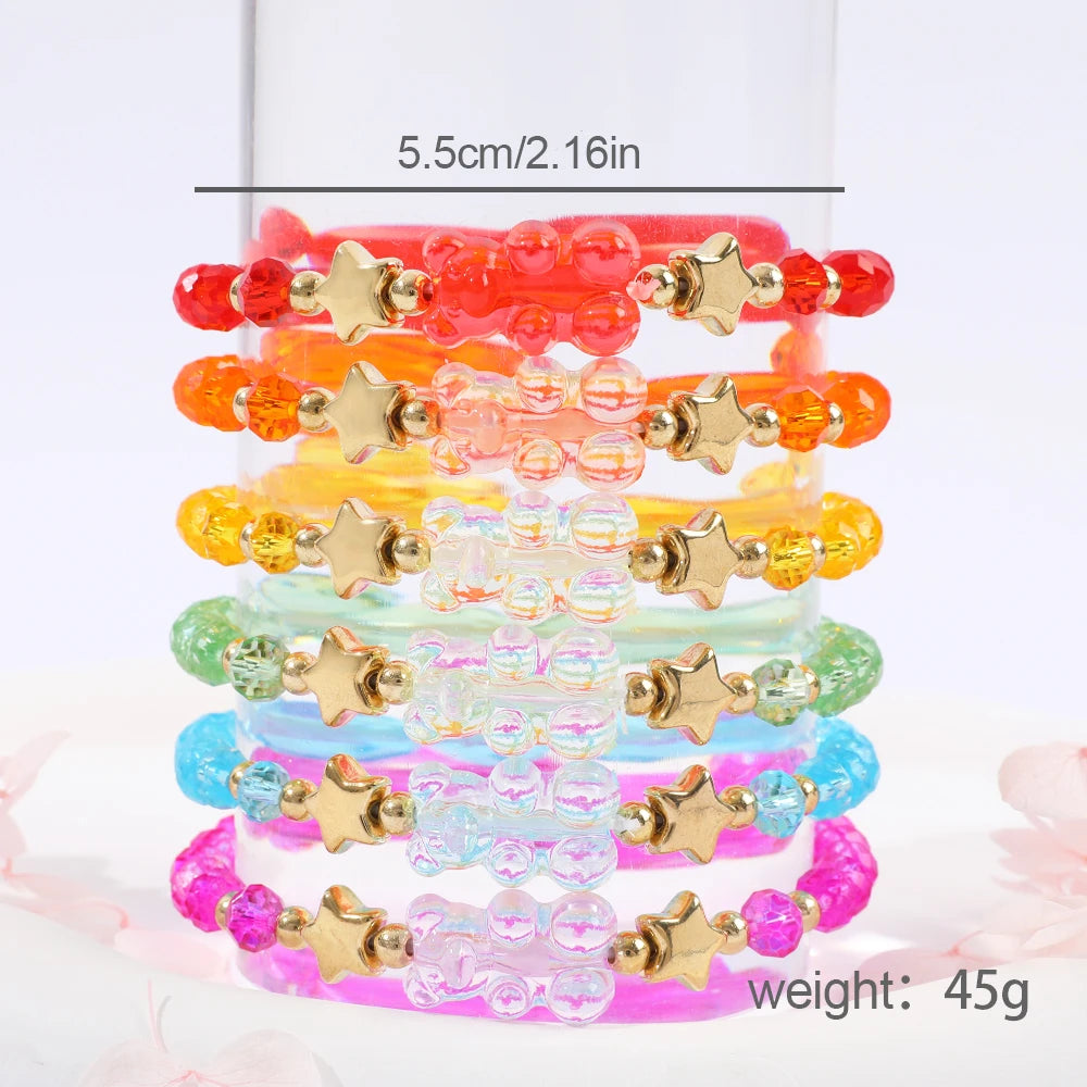 Makersland 6Pcs/set Bear Bracelet for Women Fashion Jewelry for Ladies Girls Gifts Bohemia Multi Layer Beads Bracelet Women