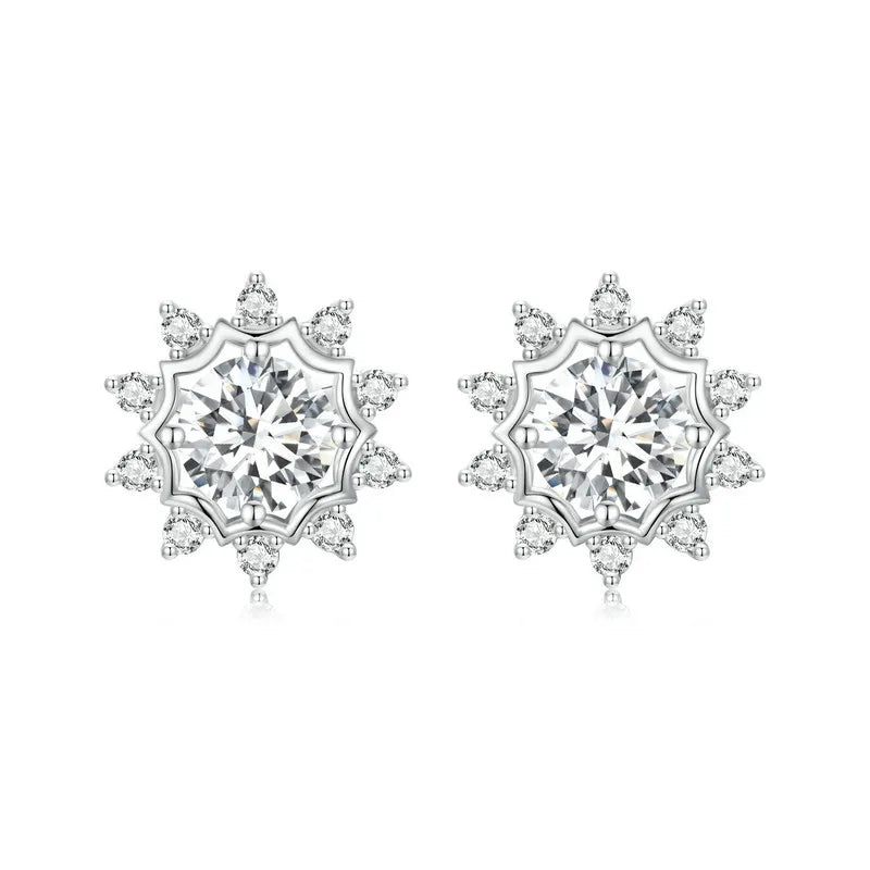 BAMOER Moissanite Stud Earrings for Women, 925 Sterling Silver Dazzling Ideal Cut Lab Created Diamond Earrings MSE048