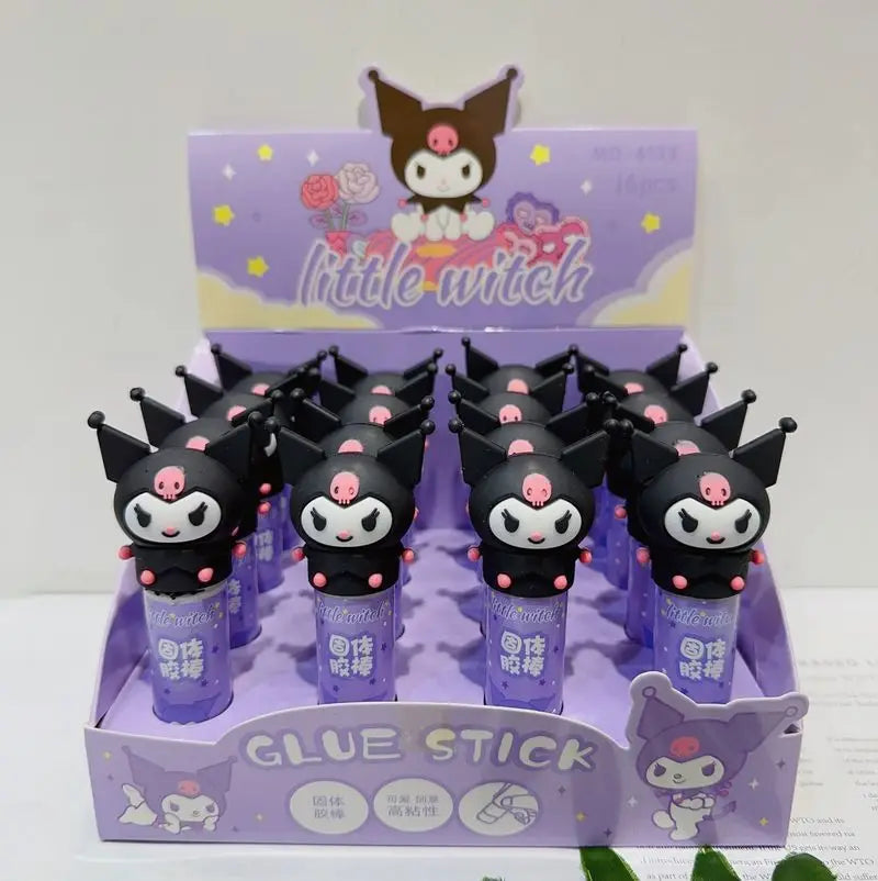 Hemasa 16pcs Sanrio Solid Glue Kawaii Hello Kitty Kuromi Student Stationery Kids Anime School Supplies Wholesale Glue Stick Kids Gift