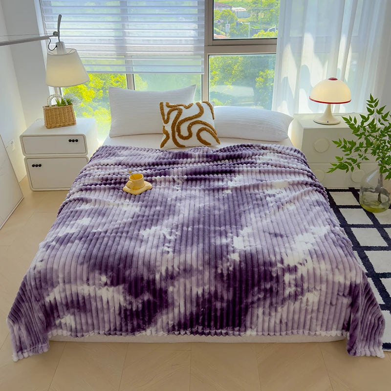 Single/Queen/Super King Thicker Fleece Throw Blanket for Bed or Sofa , Soft Plush Blanket