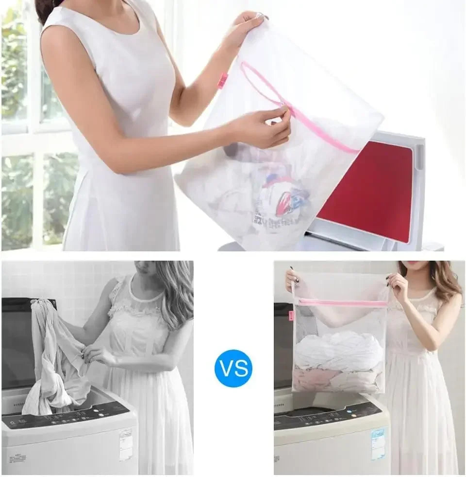 Hemasa 3pcs Fine Mesh Laundry Bags Travel Net Wash Bags Lingerie Bags for Washer Dryer Delicates Bras Underwear Socks Mask Blouse Silk