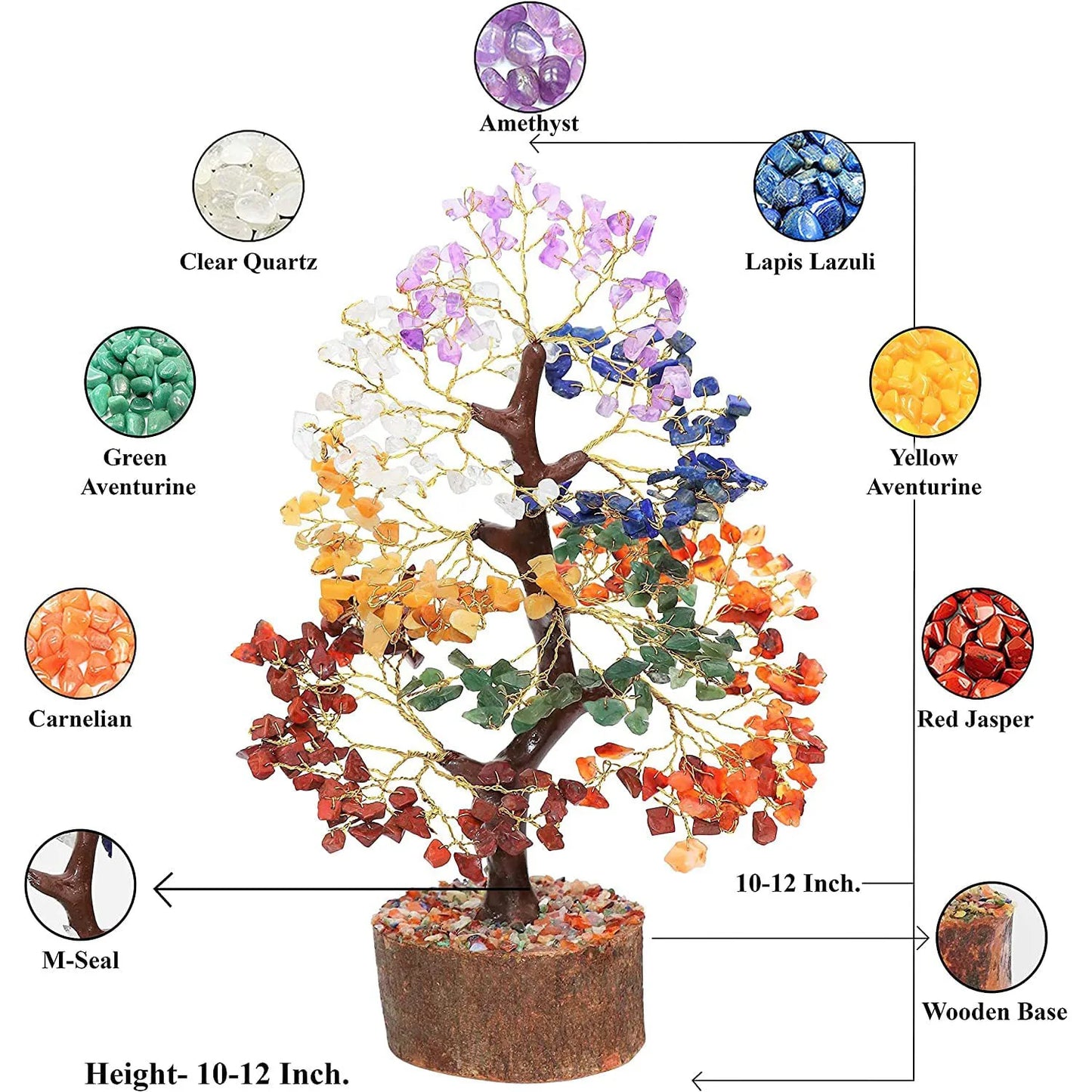 Seven Chakra Tree of Life, Positive Energy Crystal Tree - Feng Shui Tree, Artificial Tree, Crystal Decoration, Money Tree, Handm