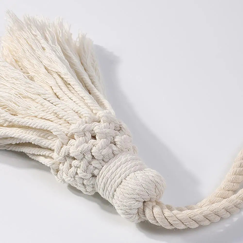 Curtain Tieback Braided Bohemian Style Cotton Hand-Woven Rope Tie Backs Decorative Holdback for Home Beaded Widely Use Room Deco