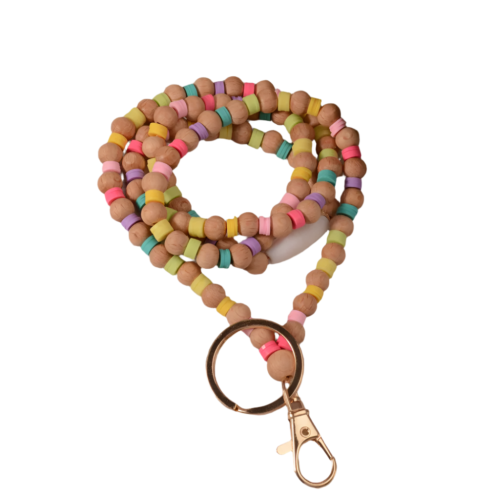 Hemasa New Fashion Wood Beads Necklace Keychains lanyard for Women /Girls