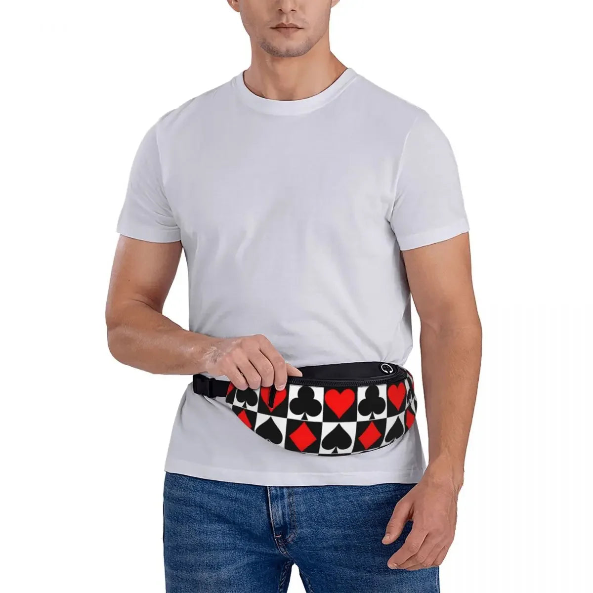 Tejesa poker Cards Waist Bag Playing Cards Unisex Travel Waist Pack Picture Polyester Bag
