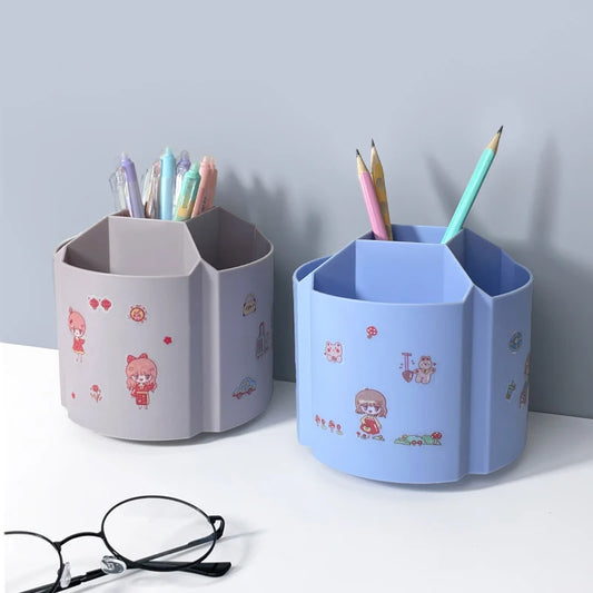 360-degree Rotating Pen Holder Large Capacity Office Desktop Stationery Storage Box Multifunctional Brush Holder Pen Box for Stu