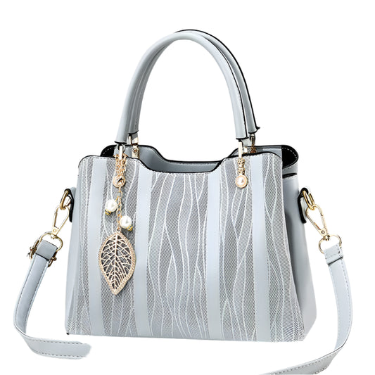 Hemasa  Stripes PU Leather Crossbody Bag / Top Handle Satchel Purse /handbag