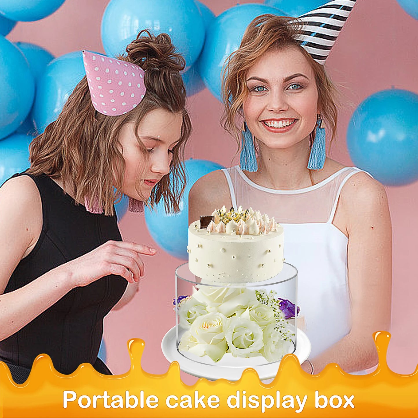 2Pcs Acrylic Cake Stand Fillable Cake Risers Clear Cake Tier Stackable Cake Display Boxex Decor Wedding Birthday Party Supplies