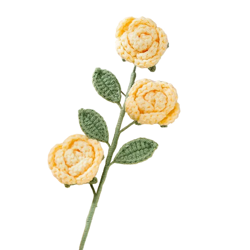 Hemasa 3PC Rose Knit Flower Creative Crochet Flowers Bouquet Crochet Woven Flowers Wedding Decor Gift Home Decor