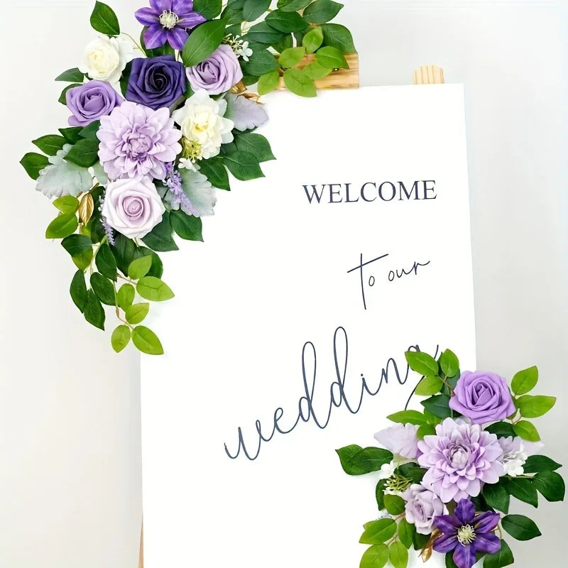 2pcs Wedding Decorative Arches, Reception Welcome Decorations, Outdoor Party Decorative Rose Artificial Flowers