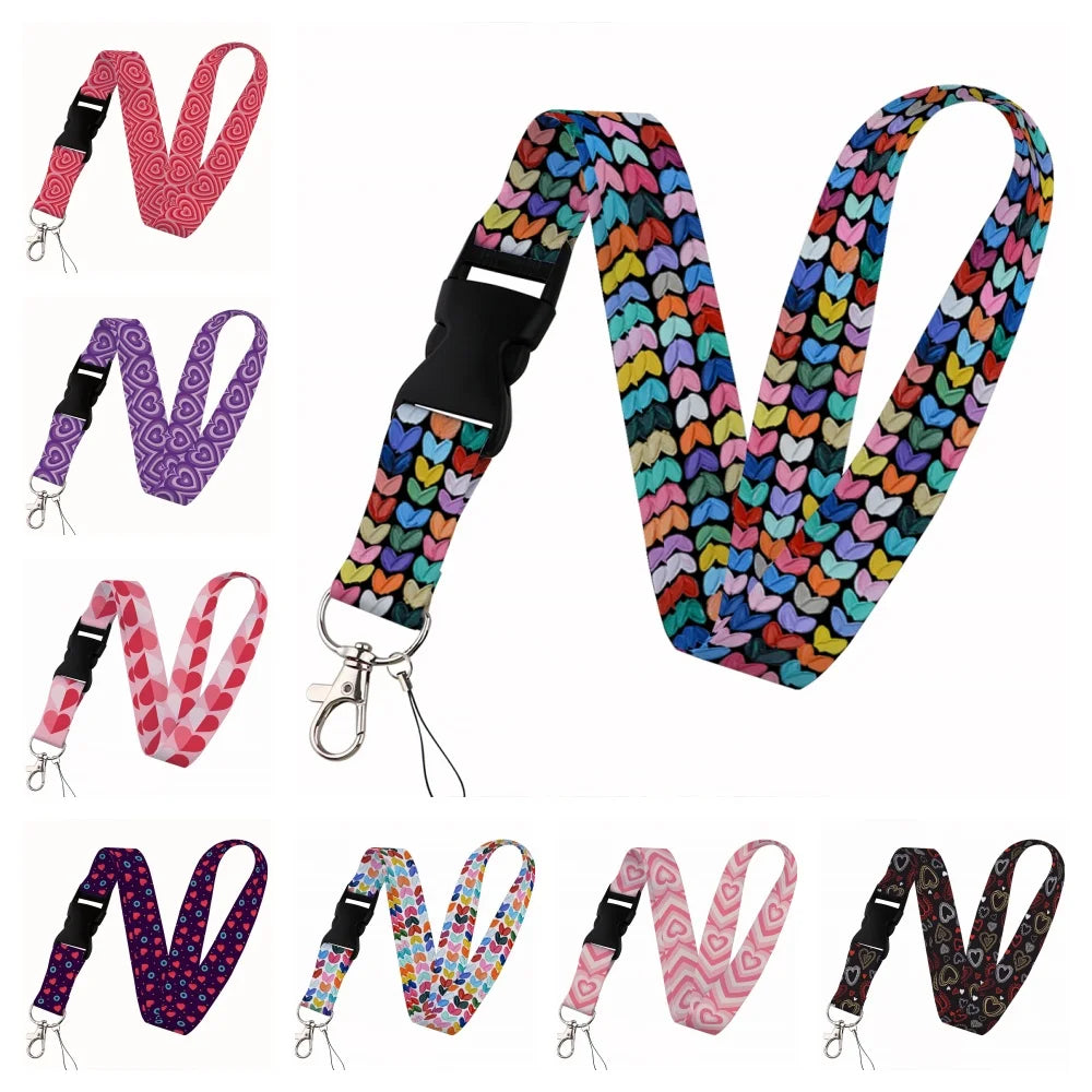 Tejesa Beautiful heart-shaped Lanyard Keys Chain Badge Holder ID Credit Card Pass Hang Rope Lariat Mobile Phone Charm Accessories Gifts