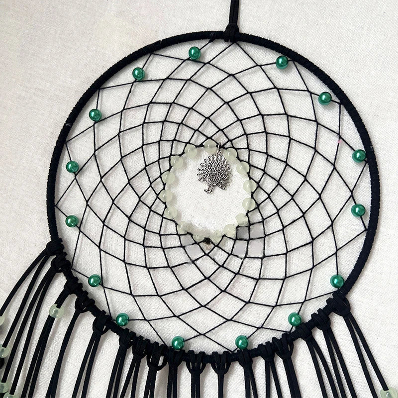 Tejesa Peacock Feathers Luminous Beads High-grade Wall Pendant New Creative Dream Catcher Bedroom Living Room Decoration Wind Chimes