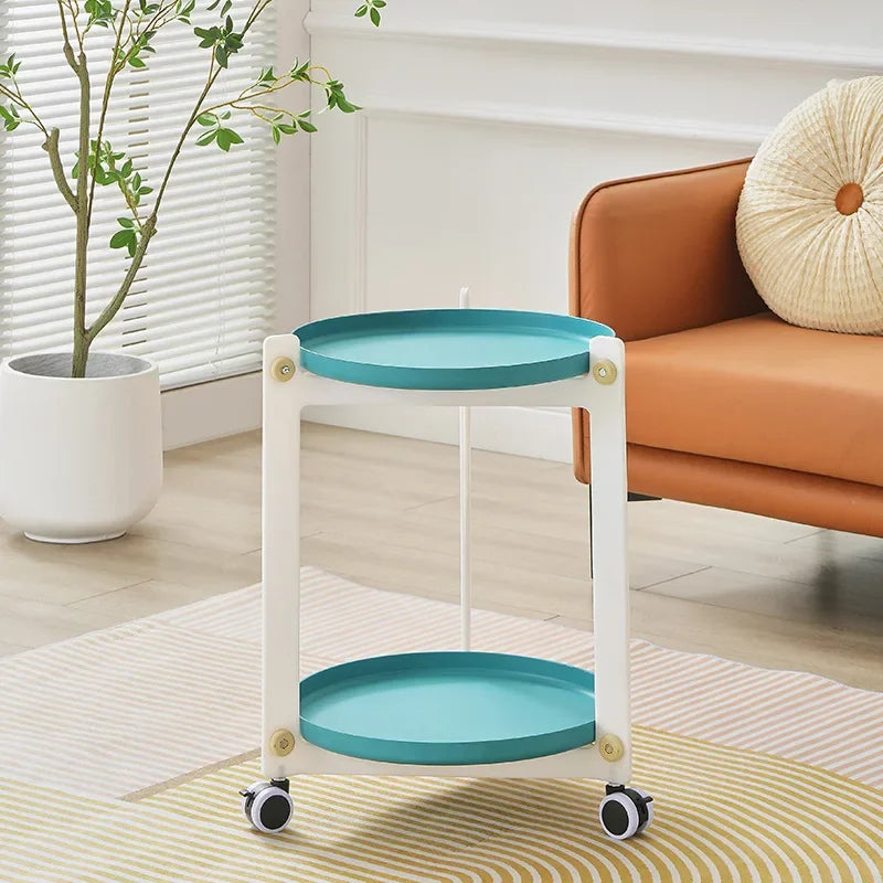 Living Room Mobile Round Coffee Table Nordic Creative Home Cart Movable Storage Rack Storage Bedroom Bedside Trolley