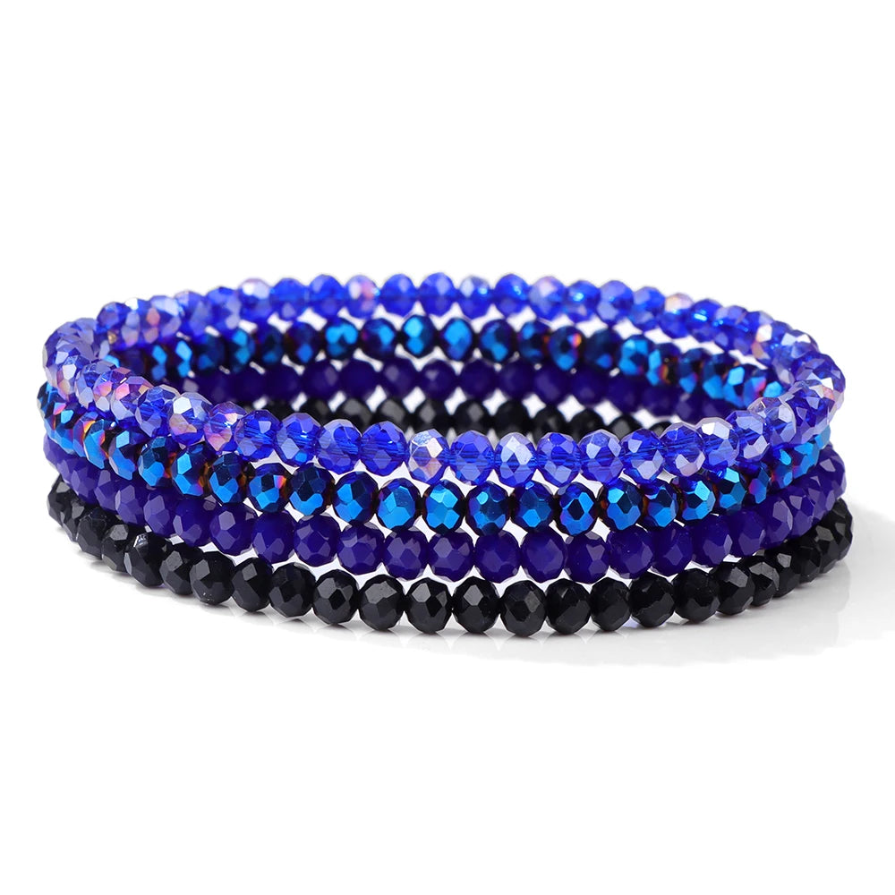 Crystal Bracelet Shiny 4Pcs/Set Faceted Czech Austria Crystal Beads Bracelet Women Men Bangles Shiny Jewelry Fashion Party Y2K
