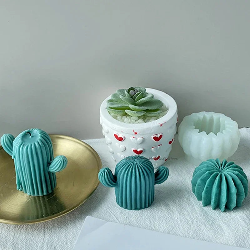 DIY Succulent Cactus Scented Candle Molds Cute Simulation Plant Silicone Mold Flower Plaster Soap Aromatherapy Candle Making
