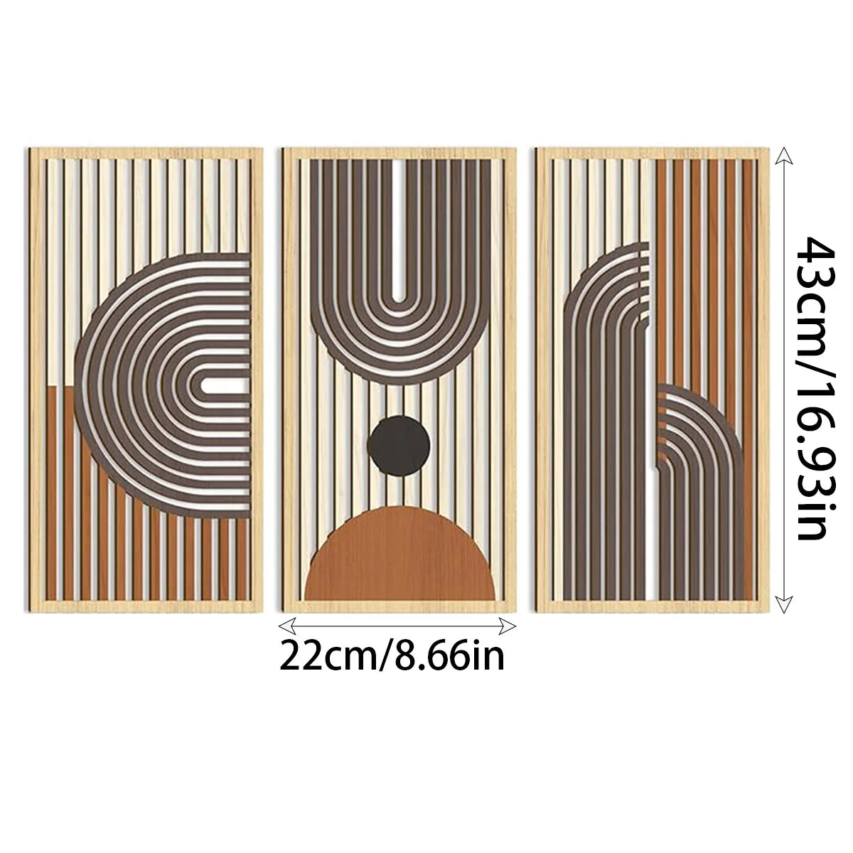 Hemasa 3pcs Bohemian Style Hollow Wooden Wall Art /Geometry Decorative Pieces for Bedroom /Living Room /Dining Room