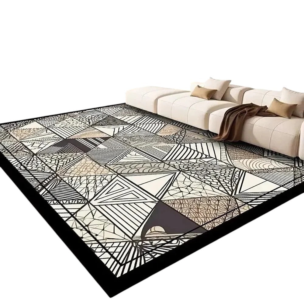 Tejesa  Large Flannel Rug Luxury Plaid Non-Slip Living Room Bedroom Mat Stain Resistant Washable Bedside Home Decor Rug