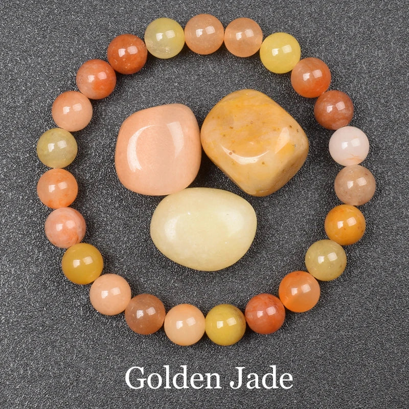 Tejesa Natural Golden Obsidian Stone Beads Bracelet Men Women/ Golden Light Rainbow Obsidian Raw Stone Round Bead Natural Energy Jewelry