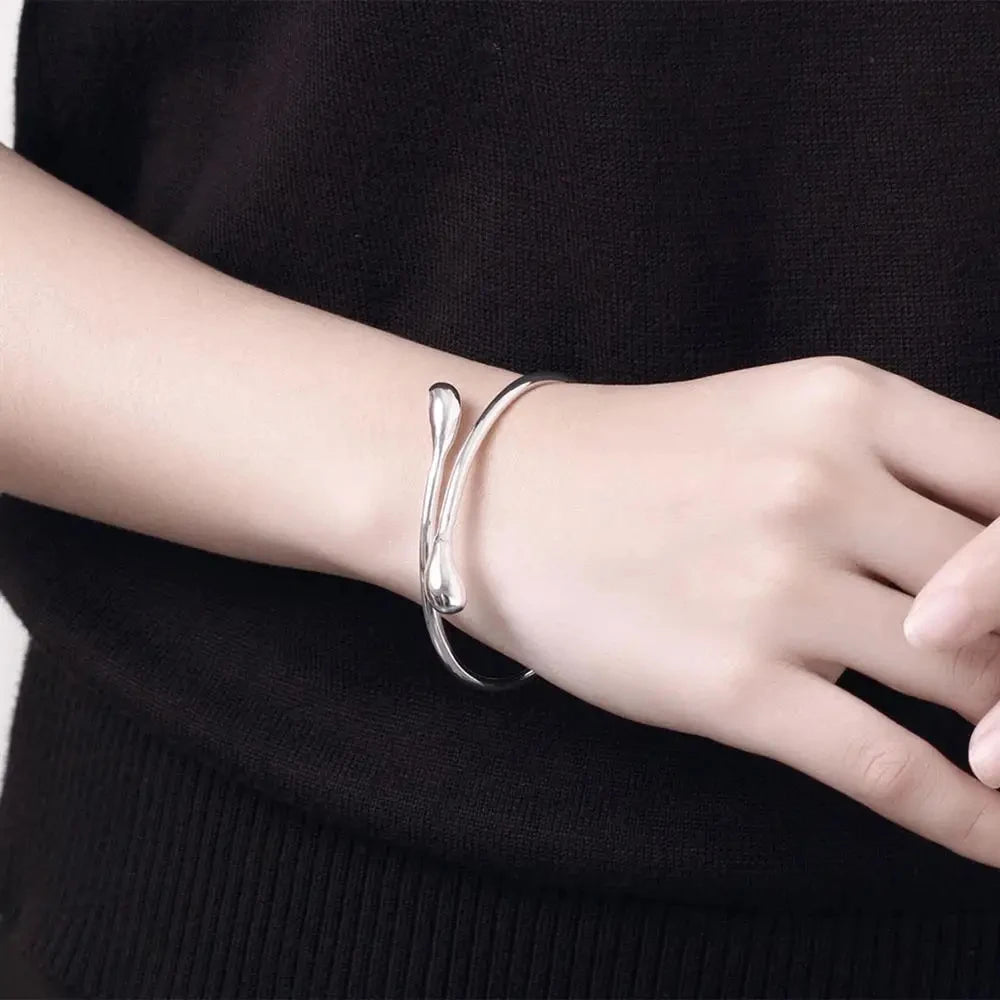 Hemasa  925 Sterling Silver  Water Drop Model Bangle/Bracelets for Women