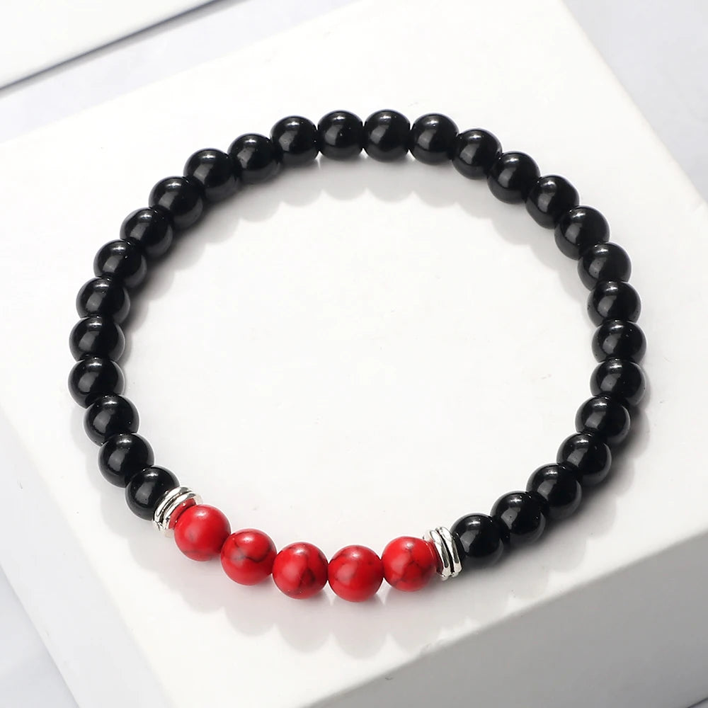 6MM Red Natural Stone Beads Prayer Bracelets For Women Men Tiger Eyes Lava Hematite Stretch Bracelets Couples Handmade Jewelry