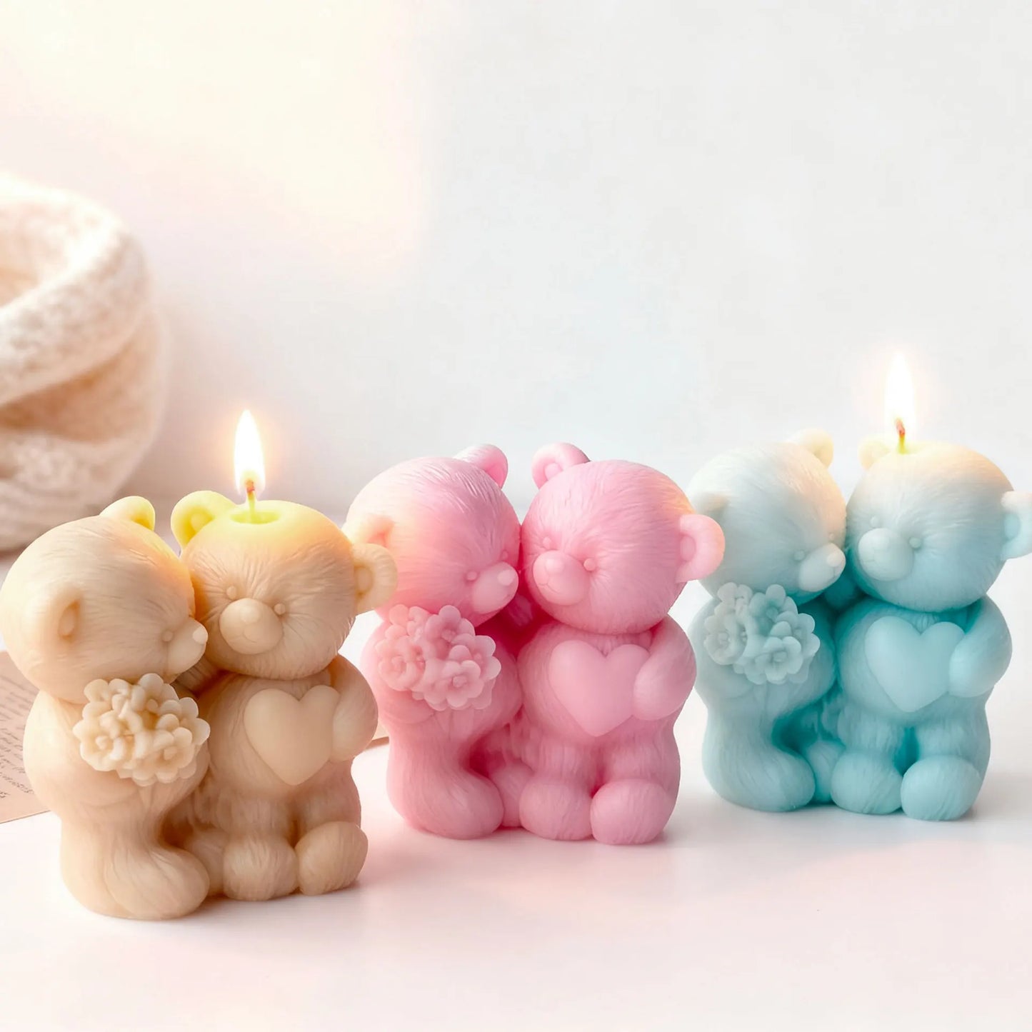 Hemasa Couple Bears Silicone Candle Mold/ Valentine's Day Handmade Gifts Aroma Gypsum Molds /Home Decoration Crafts Making