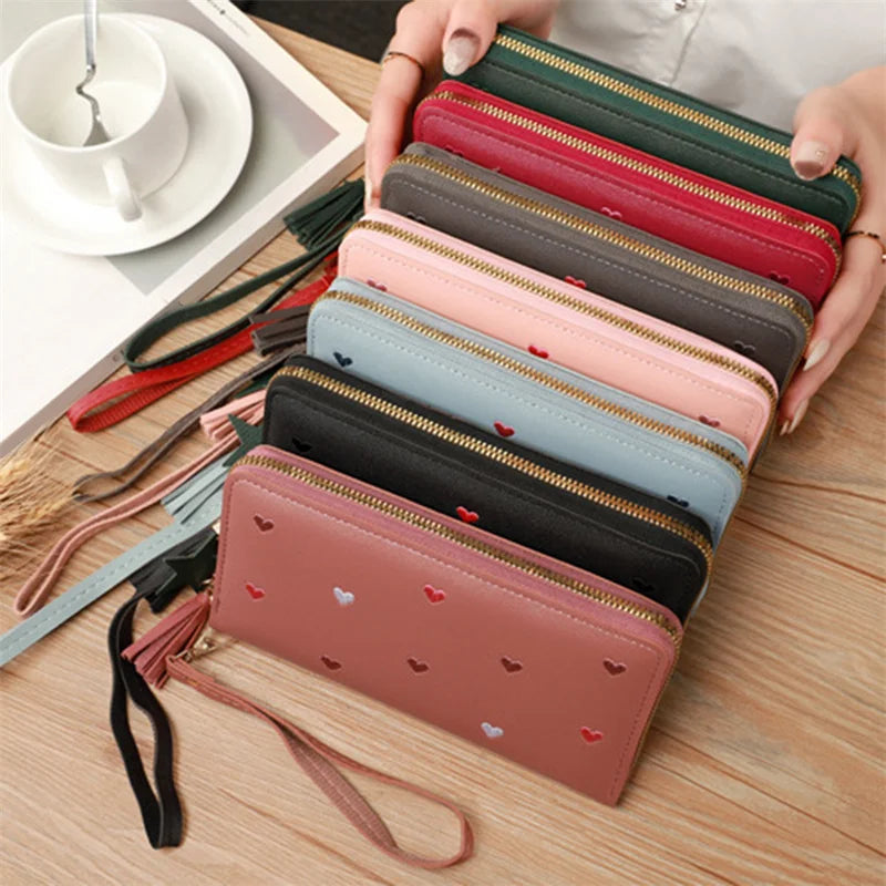 Women Long Wallets Purses Luxury Love Heart Wallets for Ladies Girl Money  Pocket Card Holder Female Wallets Phone Clutch Bag