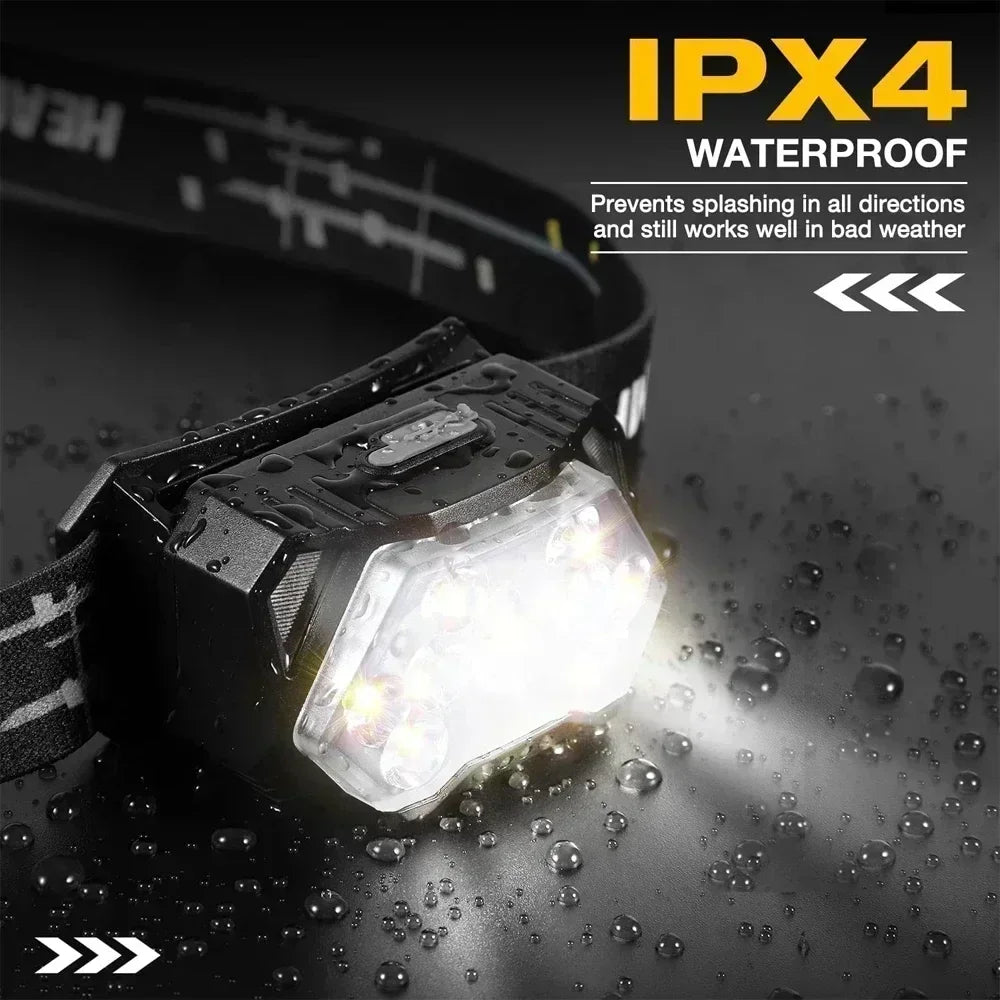 Hemasa USB Rechageable Motion Sensor Headlight 9 Led Strong Light Headlamp Portable Fishing Camping Outdoor Head Lamp Work Flashlight