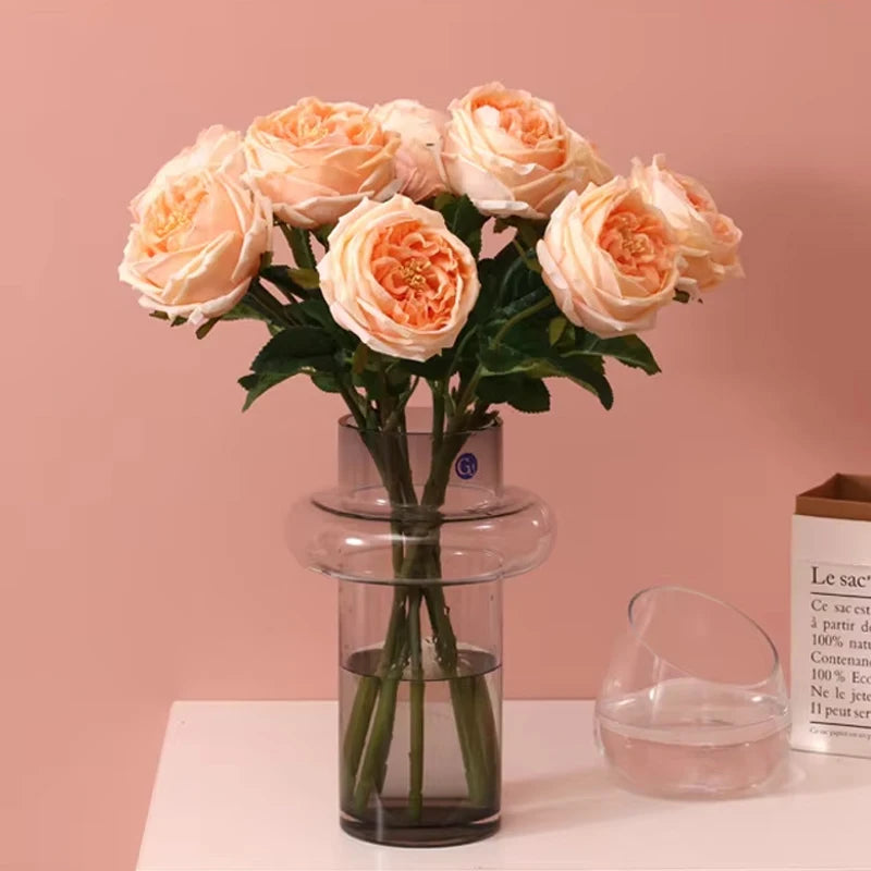 5Pc Moisturizing Rose Artificial Flowers Real Touch Rose Bridal Bridesmaid Bouquet Wedding Decor Flowers Party Home Decor Floral