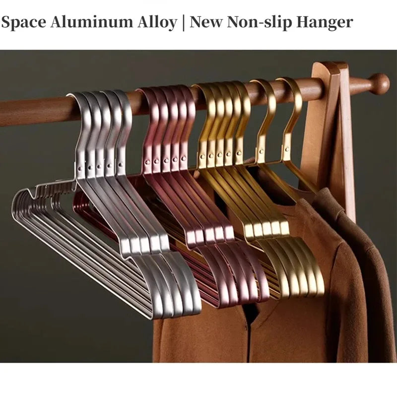 Tejesa 10pcs Aluminum Alloy Clothing Hanger Golden Durable Domestic Coat Supplies Organizer Wardrobe Organizer Clothing Storage Rack