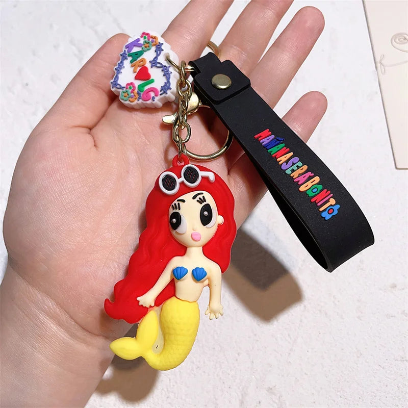 Cartoon Singer Karol G Keychain Heart Bad Rabbit Silicone Pendant Keyring Car Backpack Key Holder Kawaii Jewelry Gifts