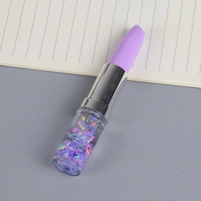 Novelty Lipstick Ballpoint Pen Portable Signature Promotional Pens Small Fresh 0.5mm Black Ink School Office Supplies Girl Gift