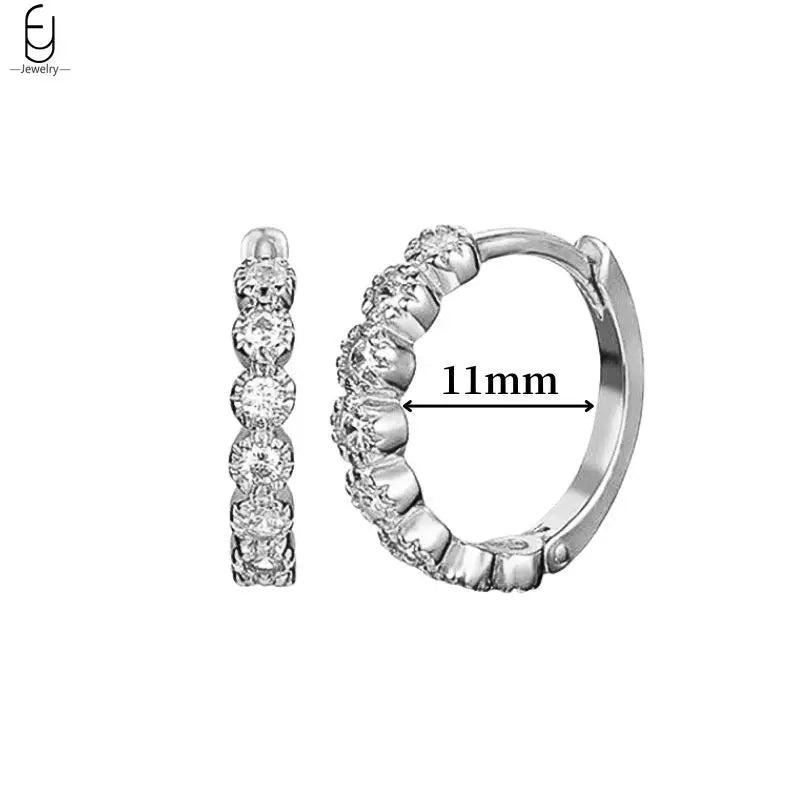 Hemasa 925 Sterling Silver Ear Buckles Fashion Hoop Earrings /White Crystal Luxury Women's Earrings Wedding Women's Jewelry Premium Gift