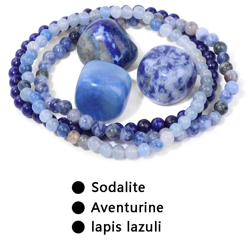 3pcs/set 4mm Beaded Bracelet with Raw Stone Natural Aventurine Amethysts Rose Quartz Beads Bracelets Women Men Energy Jewelry