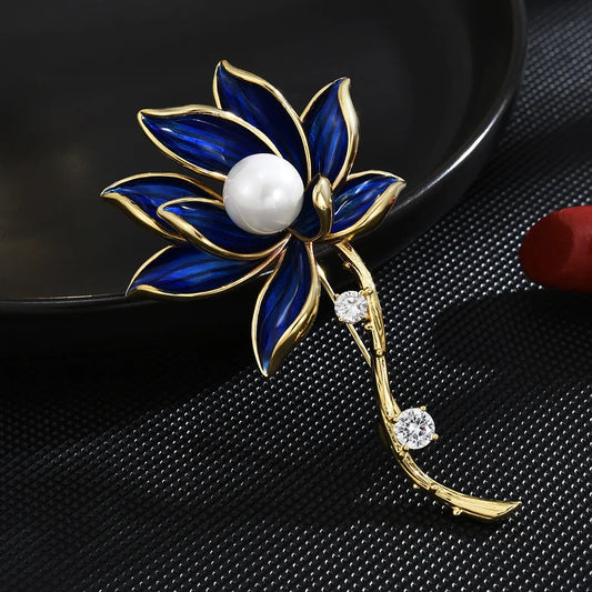 Chinese style classic light luxury lotus brooch high-end female niche design temperament new coat accessories brooch