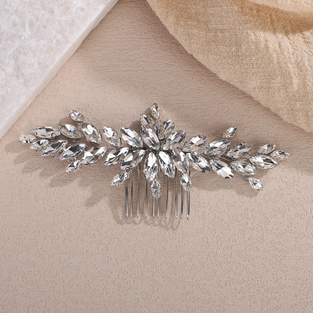 Hemasa  Rhinestone Bridal Hair Comb /Red Blue Headpiece for Women