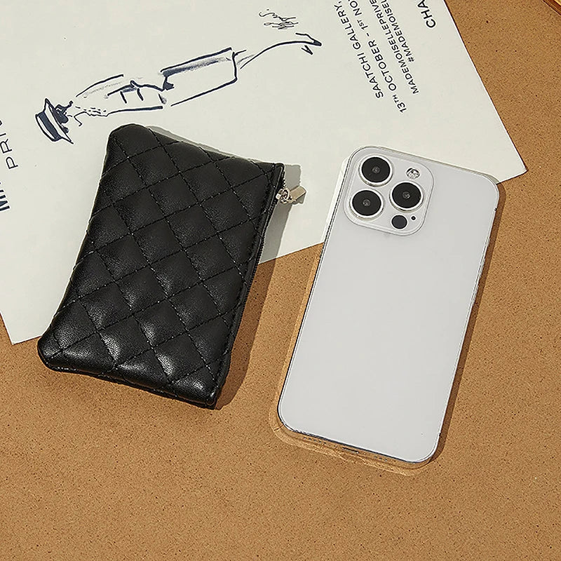 Hemasa  Small Coin Purse  Leather Zipper Wallets   Business Card Holder Ladies Mini Coin Bag