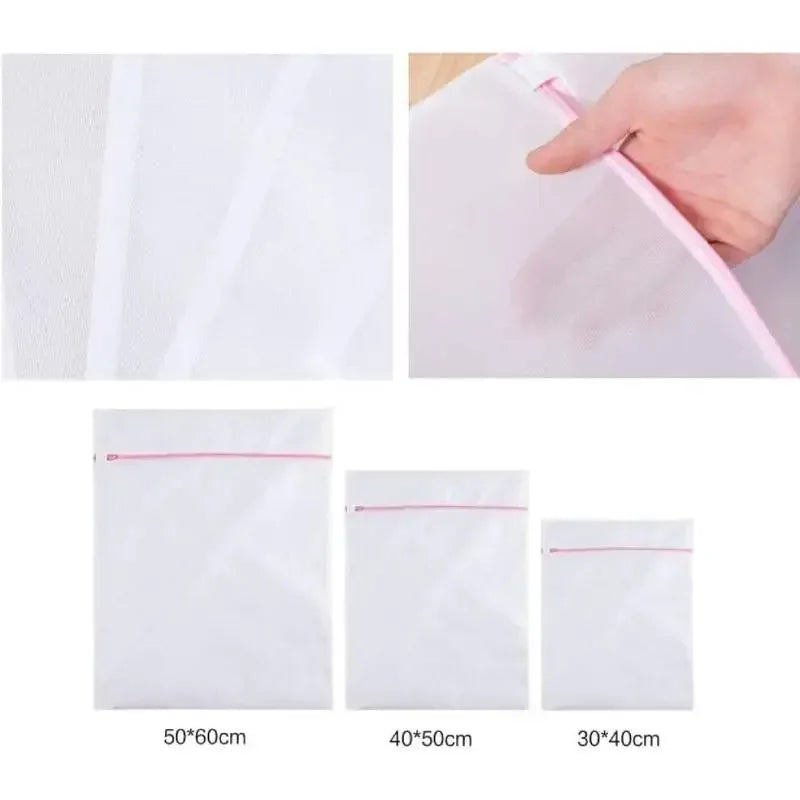 3pcs Fine Mesh Laundry Bags Travel Net Wash Bags Lingerie Bags for Washer Dryer Delicates Bras Underwear Socks Mask Blouse Silk