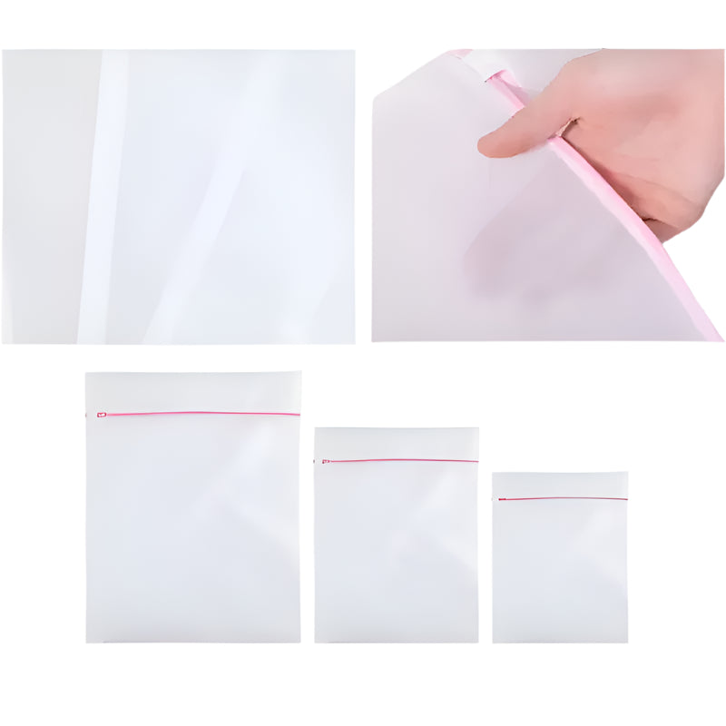 Hemasa 3pcs Fine Mesh Laundry Bags Travel Net Wash Bags Lingerie Bags for Washer Dryer Delicates Bras Underwear Socks Mask Blouse Silk