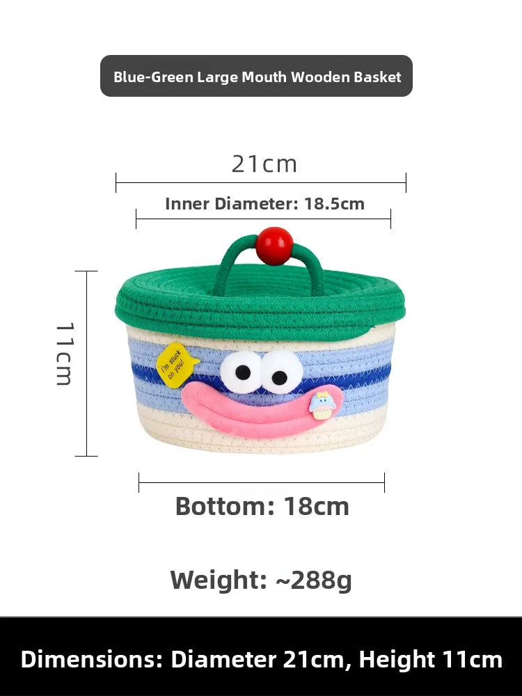Tejesa Dopne Cotton Tead Woven Storage Basket Cute Living Room Sna Miscellaneous Goods Storage Box Bedroom Cosmetic Organizer...