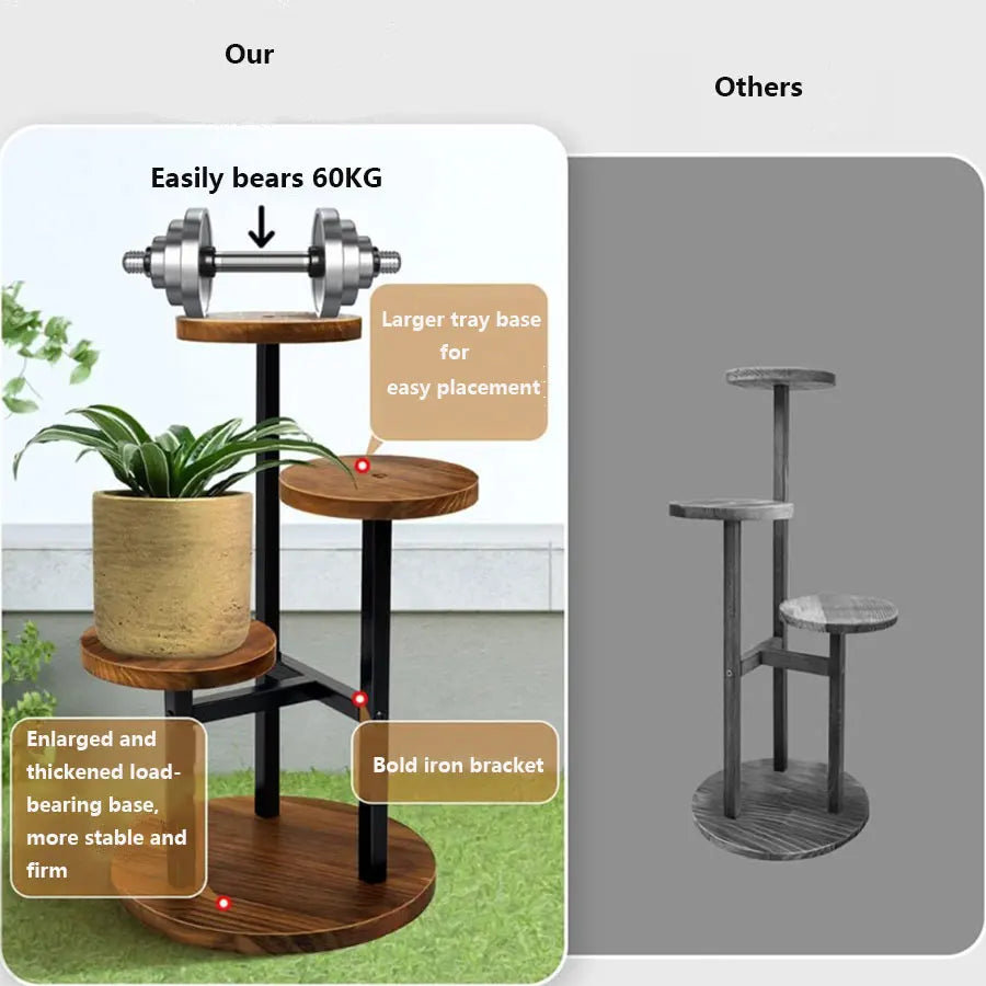 Plant Stand And Flower Stand Multiple Wooden Shelf Stand For Flowers Indoor Outdoor Pot Shelf Display Stand Support For Plants