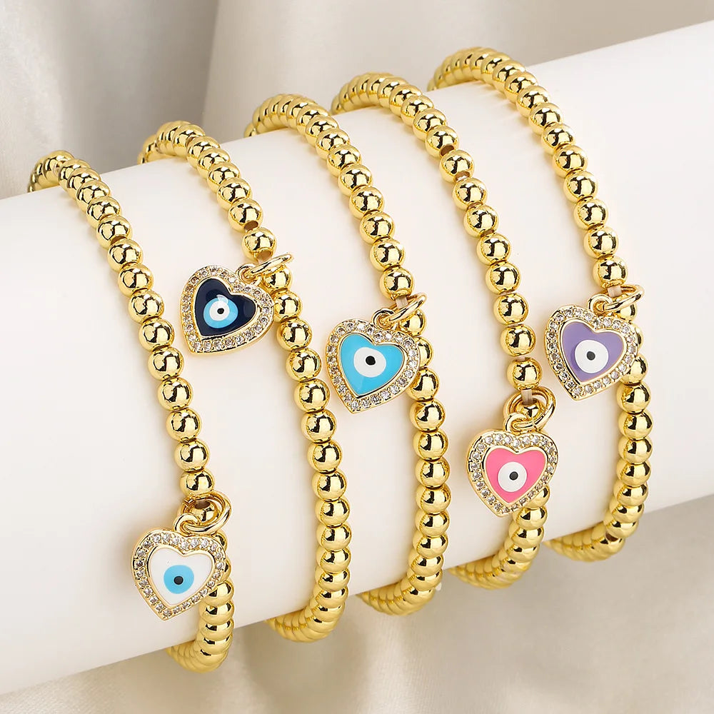 Hemasa  Colorful Zircon Turkish Evil Eye Bracelets Bohemian   Bangles Jewellery