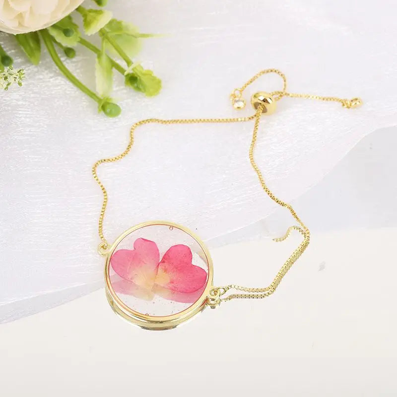 Unique Pressed Flower Bracelet Colorful Natural Flower Charm Bracelet For Women Gifts Real Flowers Chains Bracelet Wholesale