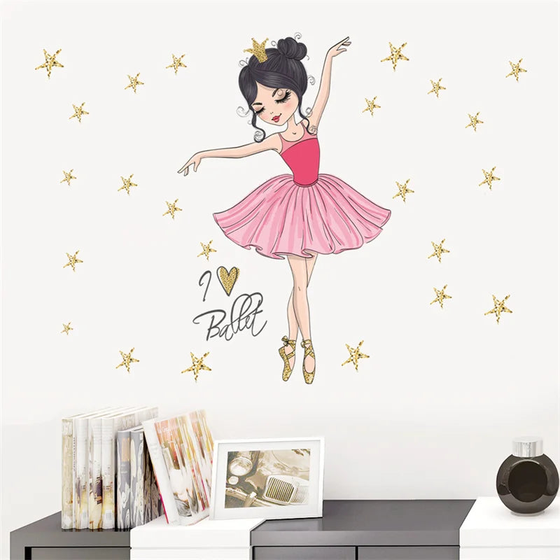 Hemasa Girl star dance Wall Stickers/ Children Kids Bedroom  /Living Room Wall Decoration Sticker